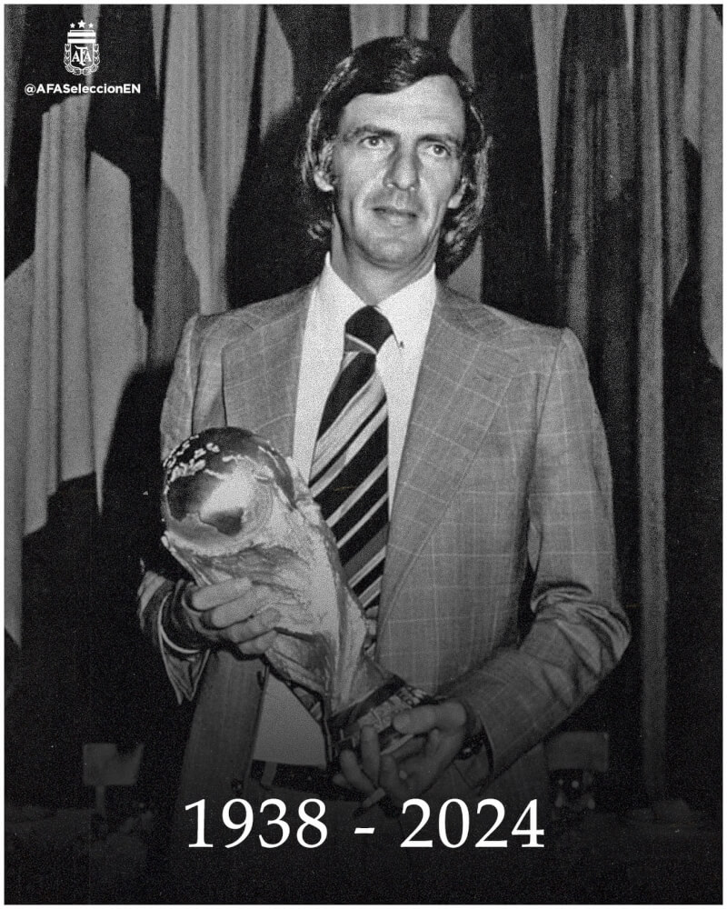 1978年帶領阿根廷贏得世界盃冠軍的教練梅諾蒂辭世，享壽85歲。（圖取自facebook.com/AFASeleccionEN）