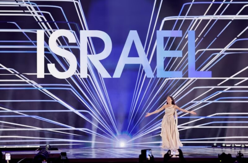 10日以色列選手戈蘭在歐洲歌唱大賽決賽前排練。（路透社）