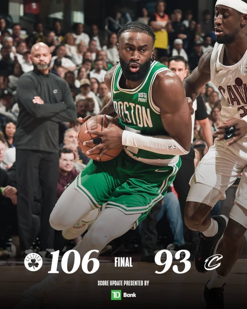 塞爾蒂克布朗（持球者）台灣時間12日拿下28分、9籃板。（圖取自twitter.com/celtics）