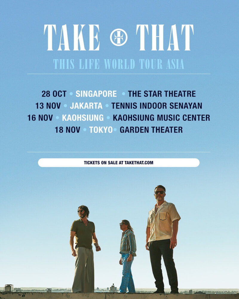 Take That接招合唱團11月16日高雄流行音樂中心開唱。（圖取自twitter.com/takethat）