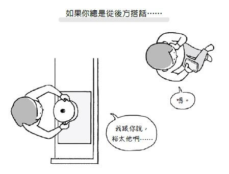 這樣的空間配置容易造成對話時沒有眼神接觸,應該設法調整。(如何出版提供)