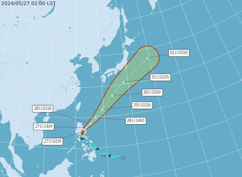 今年第1號颱風艾維尼26日上午8時生成。（圖取自氣象署網頁cwa.gov.tw）