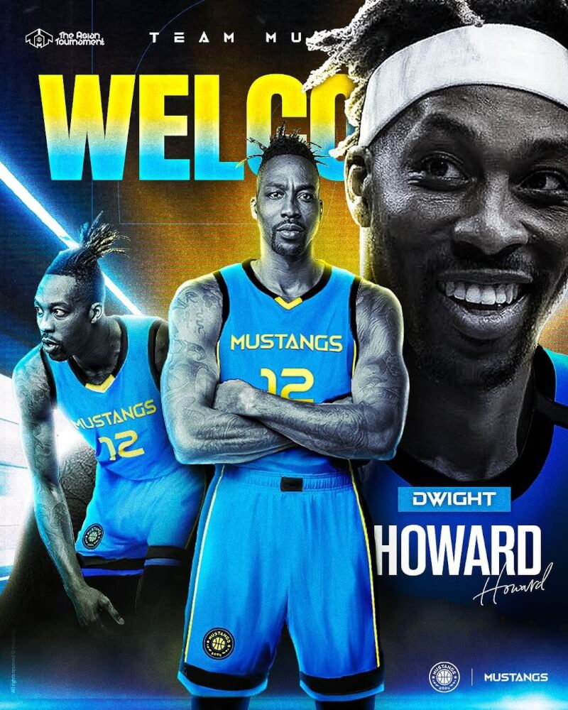 前NBA球星「魔獸」霍華德30日確定加盟參加亞洲巡迴賽TAT的台灣野馬隊。（圖取自instagram.com/taiwan_mustangs）