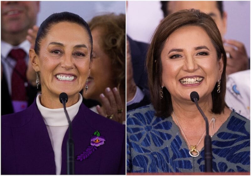 墨西哥執政黨候選人薛恩鮑姆（左）及反對派聯盟候選人加維斯（右）。（路透社）