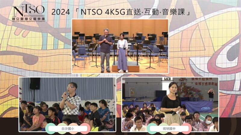 國立台灣交響樂團推出2024「NTSO 4K5G直送‧互動‧音樂課」，運用4K5G技術，在霧峰的國台交以音樂會同步與遠地學子進行連線互動。（國台交提供）中央社記者趙靜瑜傳真 113年6月8日