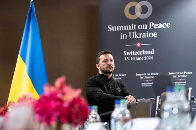 烏克蘭總統澤倫斯基出席烏克蘭和平峰會。（路透社）