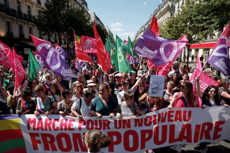 法國將於30日舉辦國會改選，女權團體和工會23日在全國各地發起示威，認為女權在極右翼政黨治理的國家易受打壓。（路透社）