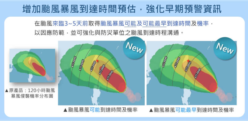 气象署强化台风预警，7月1日起新增「台风暴风可能到达时间」等2项资讯。（图取自气象署网页cwa.gov.tw）