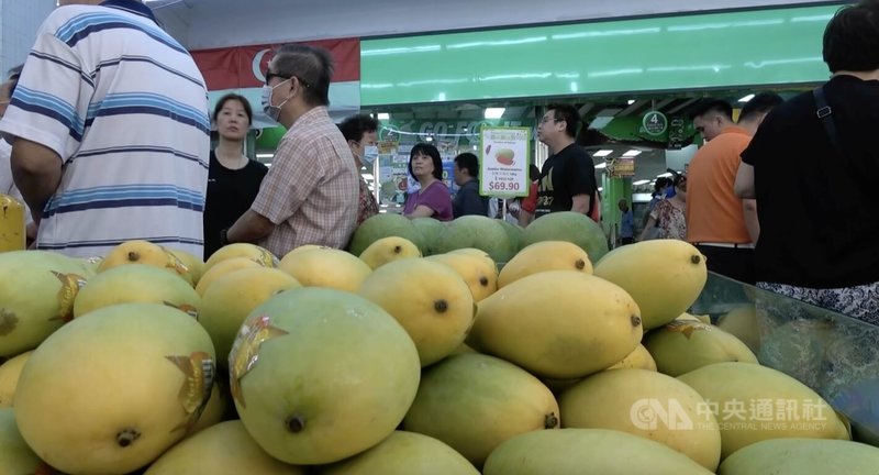 「台灣食品節」（Taiwan Food Fair）19日在新加坡舉行開幕式，由高雄產地直送的紅心芭樂、金煌芒果、木瓜、野蓮（又稱水蓮）等蔬果正式上架。中央社記者吳昇鴻新加坡攝  113年7月19日