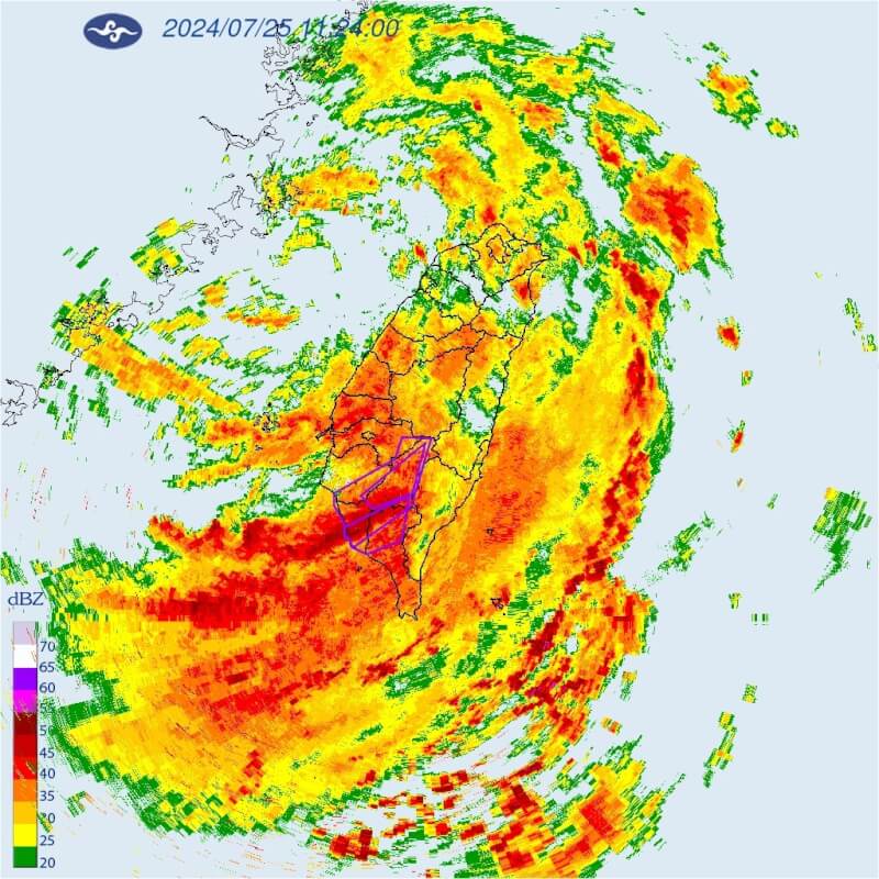 颱風凱米遠離仍帶來旺盛西南風及水氣在台灣上空。（圖取自氣象署網頁cwa.gov.tw）