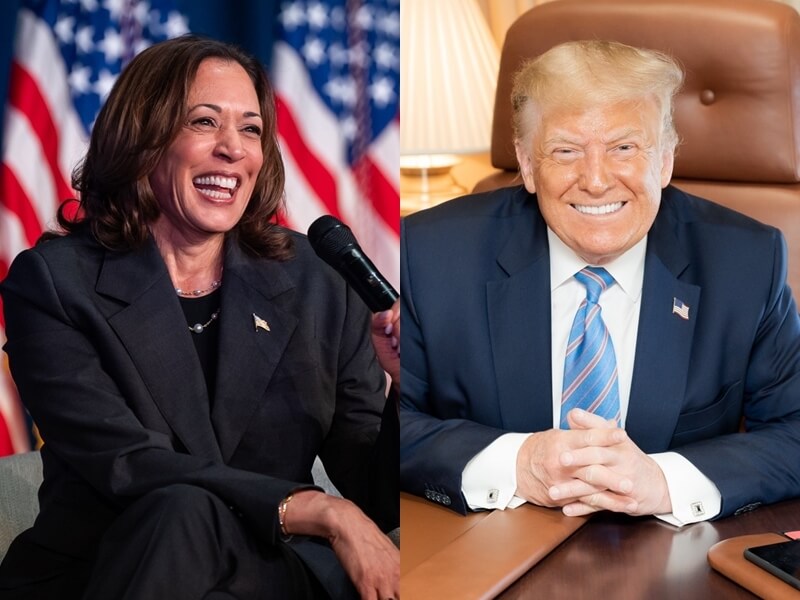 圖左為美國副總統賀錦麗，右為前總統川普。（左圖取自facebook.com/KamalaHarris，右圖取自facebook.com/DonaldTrump）