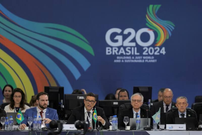 G20財長會議26日在巴西里約熱內盧通過會議宣言。（路透社）