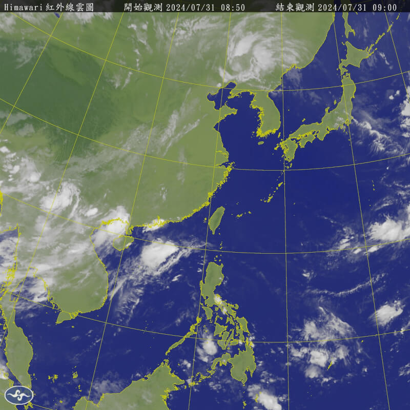 圖為東亞地區衛星雲圖。（圖取自氣象署網頁cwa.gov.tw）