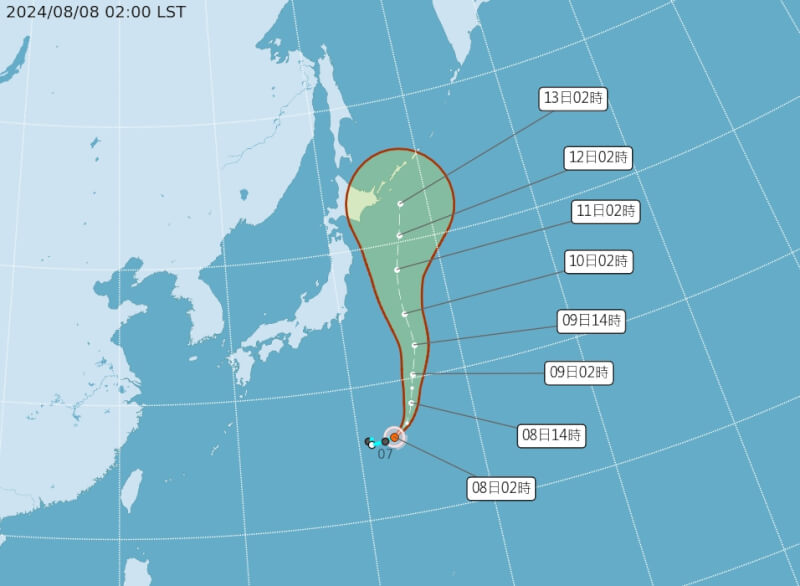 颱風瑪莉亞8日凌晨生成，預估往日本方向，對台灣無直接影響。（圖取自中央氣象署網頁cwa.gov.tw）