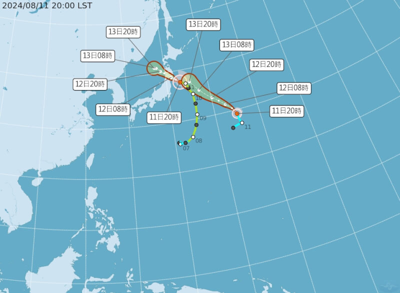 颱風山神11日生成預計朝日本方向移動，對台無直接影響。（圖取自中央氣象署網頁cwa.gov.tw）