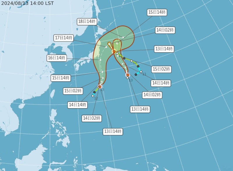 氣象署13日表示，目前海面上3颱風皆對台無影響。（圖取自中央氣象署網頁cwa.gov.tw）