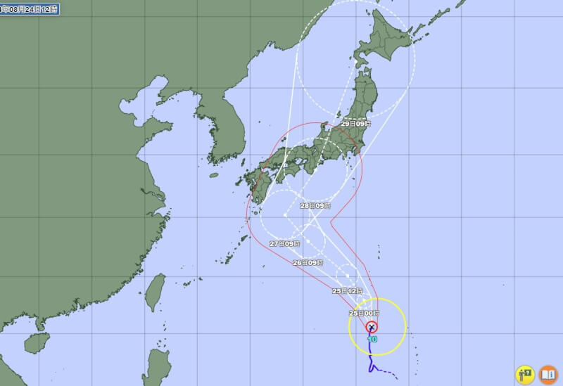 颱風珊珊正朝日本行進。（圖取自日本氣象廳網頁jma.go.jp）