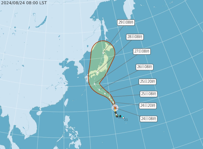 颱風珊珊預估朝日本前進。（圖取自中央氣象署網頁cwa.gov.tw）