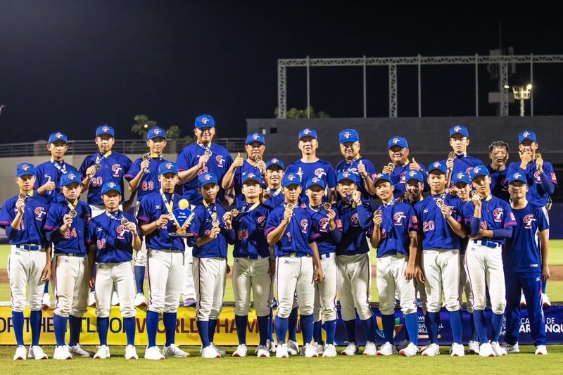 U15世界盃棒球賽台灣隊(圖)26日在季軍戰出賽,最終以7比6擊敗尼加拉瓜,從2018年起,連3屆奪下季軍。(中華民國棒球協會提供)中央社記者謝靜雯傳真 113年8月26日