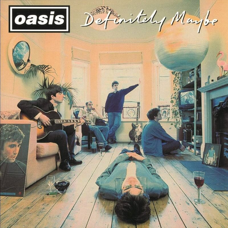 綠洲合唱團30年前發行的首張專輯「絕對可能」（Definitely Maybe）專題封面。（圖取自x.com/oasis）