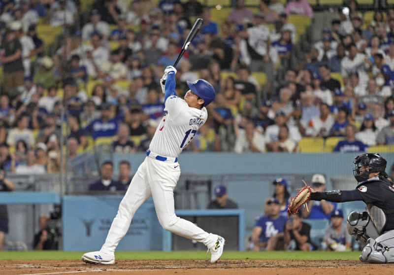 MLB洛杉磯道奇日籍球星大谷翔平6日敲出本季第45轟。（共同社）