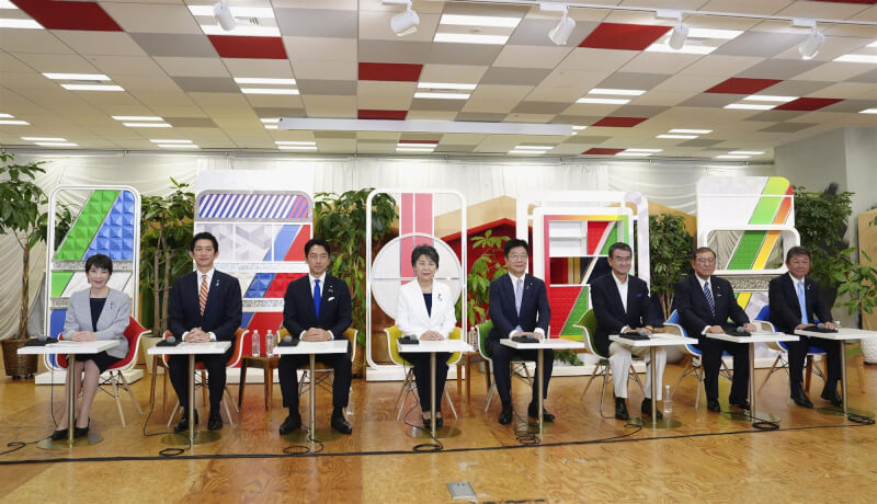 富士電視台討論會只有8名候選人參加。(共同社)