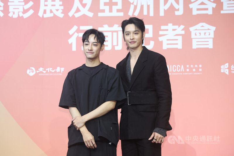2024第29屆釜山國際影展(BIFF)10月將在韓國登場,電影「刺心切骨」演員劉修甫(左)、曹佑寧(右)23日下午在台北出席釜山影展行前記者會。中央社記者吳家昇攝 113年9月23日