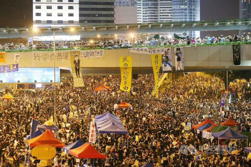 2014年香港占中運動。（中央社檔案照片）