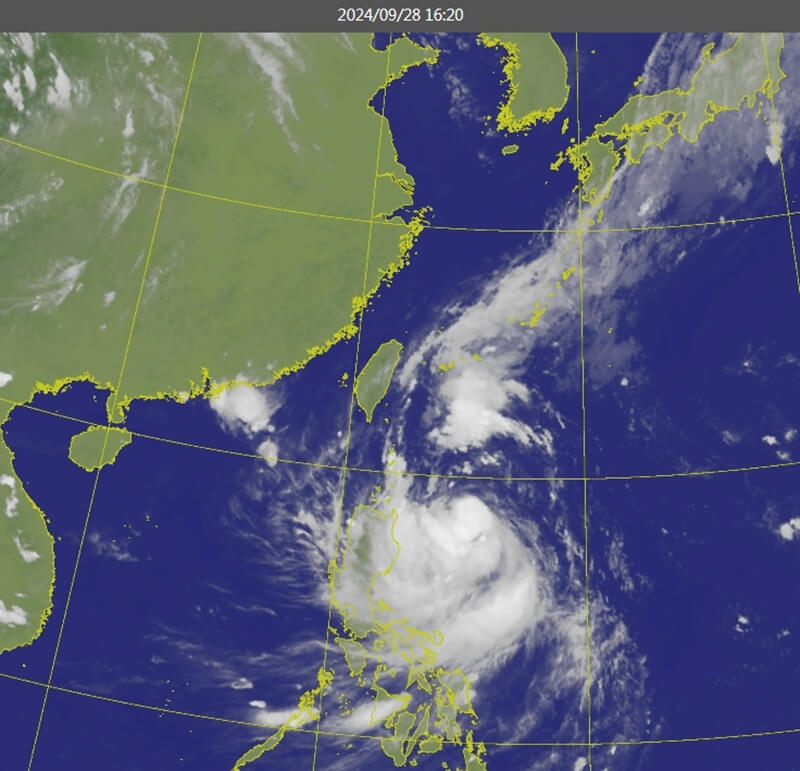 28日下午4時20分衛星雲圖。（圖取自中央氣象署網頁cwa.gov.tw）