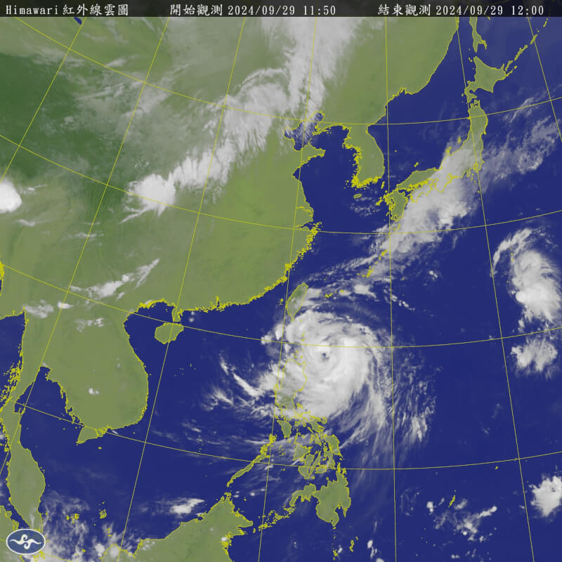 氣象署表示，29日上午颱風山陀兒已增強為中度颱風，預測路徑更貼近台灣東半部陸地。（圖取自中央氣象署網頁cwa.gov.tw）