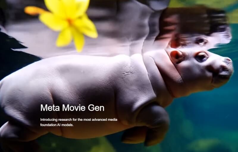 Facebook母公司Meta 4日推出AI影像生成工具Movie Gen，使用者能以文字提示或圖片來生成影片（圖取自Ｍeta網頁ai.meta.com）