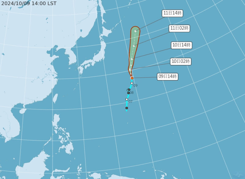 颱風百里嘉9日下午2時生成。（圖取自中央氣象署網頁cwa.gov.tw）