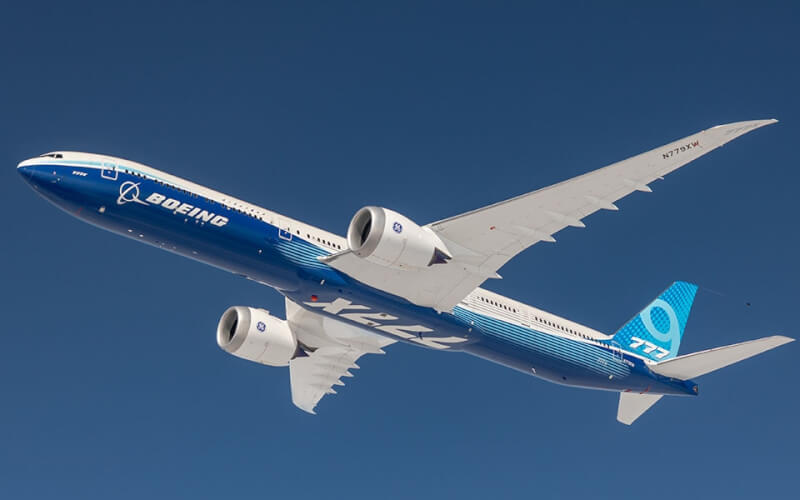 波音777X噴射機。（圖取自波音網頁boeing.com）