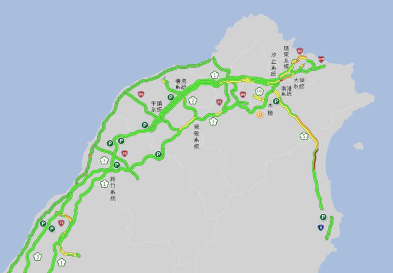 13日上午11時路況。（圖取自高速公路1968網頁1968.freeway.gov.tw）