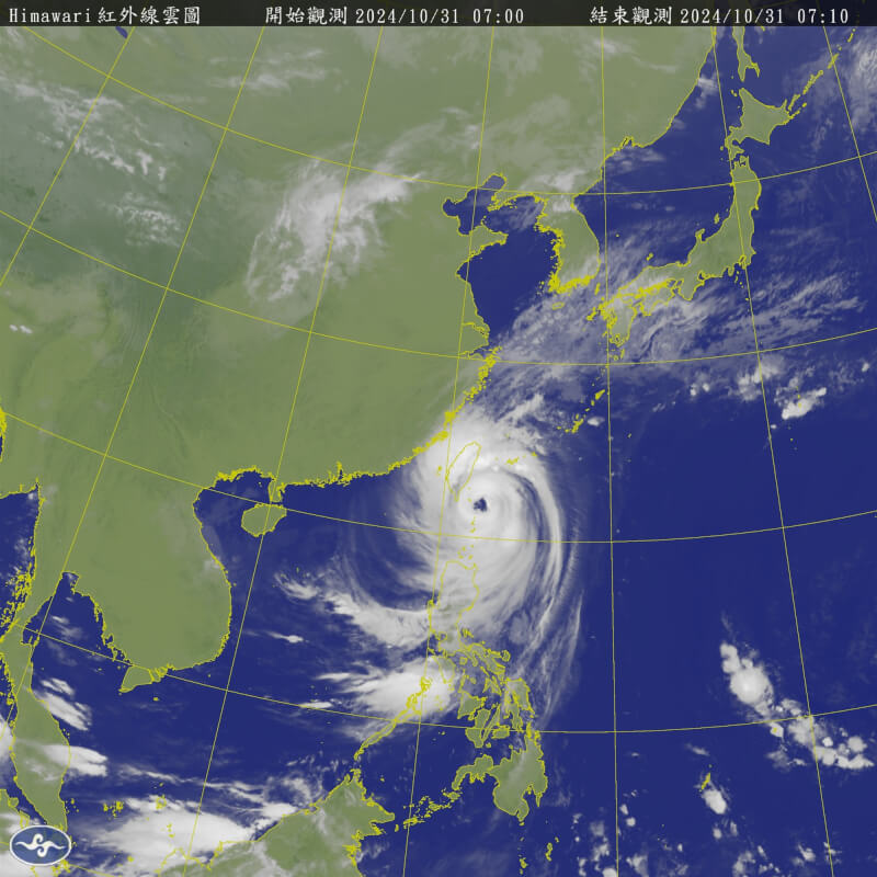 31日上午7時衛星雲圖。（圖取自中央氣象署網頁cwa.gov.tw）