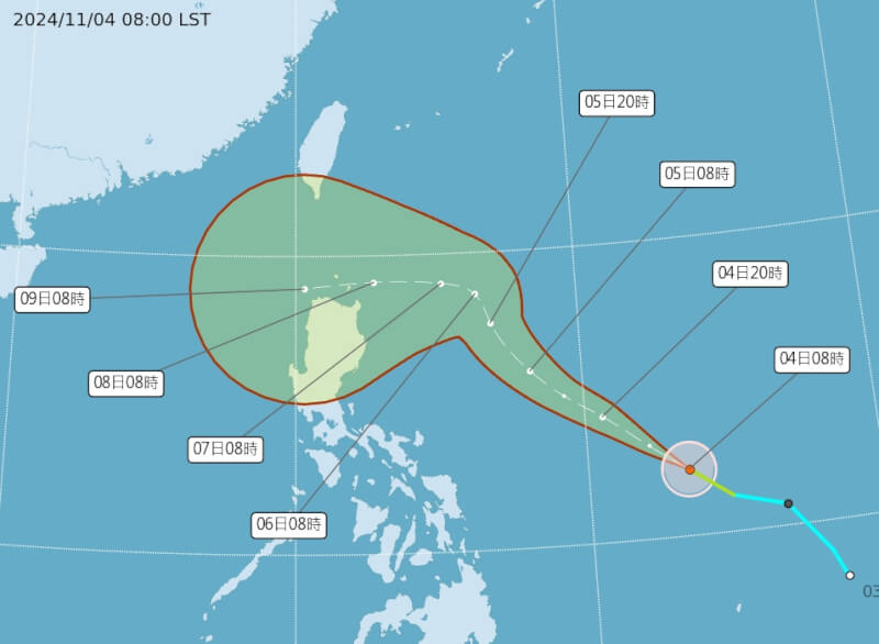 颱風銀杏4日凌晨生成。（圖取自中央氣象署網頁cwa.gov.tw）