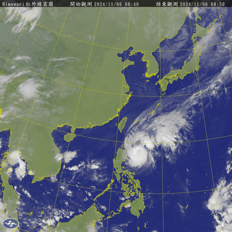 氣象署6日表示，中颱銀杏已抵呂宋島東北方，預測路徑已全轉向西行不侵台。（圖取自氣象署網頁cwb.gov.tw）