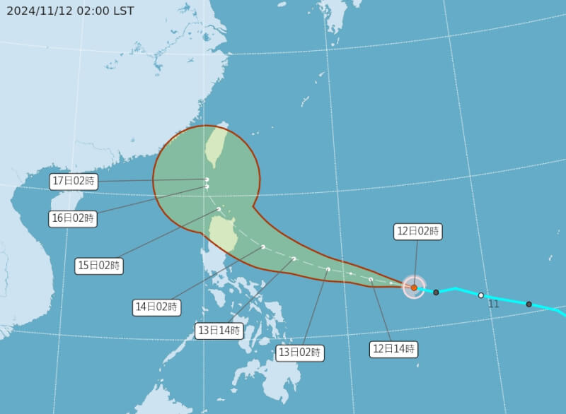 颱風天兔12日凌晨生成。（圖取自中央氣象署網頁cwa.gov.tw）