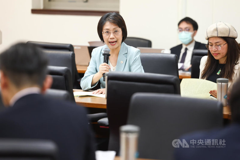 立法院司法及法制委員會14日協商憲法訴訟法部分條文修正草案,國民黨立委翁曉玲(中)會中進行提案說明。圖右為民眾黨立委麥玉珍。中央社記者王騰毅攝 113年11月14日