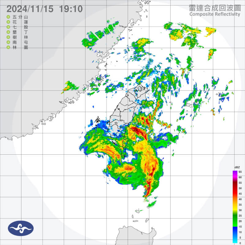 颱風天兔暴風圈15日傍晚已經觸陸。（圖取自氣象署網頁cwa.gov.tw）