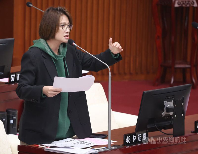 民進黨台北市議員林延鳳(圖)29日在議會質詢時表示,主計處長鄭瑞成近來遭指涉霸凌案,但部分內容似真似假,建議應交府級單位處理。中央社記者張新偉攝 113年11月29日
