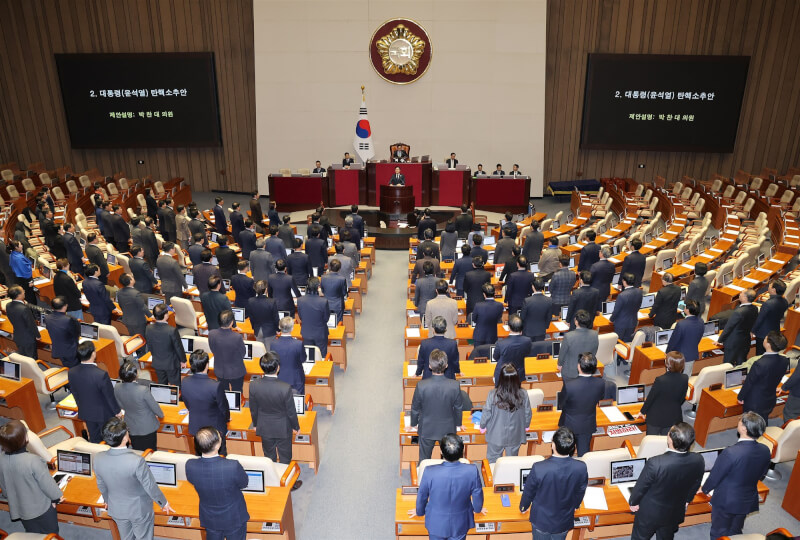 韓國國會7日下午表決對總統尹錫悅的彈劾案，最終沒有通過。（韓聯社）