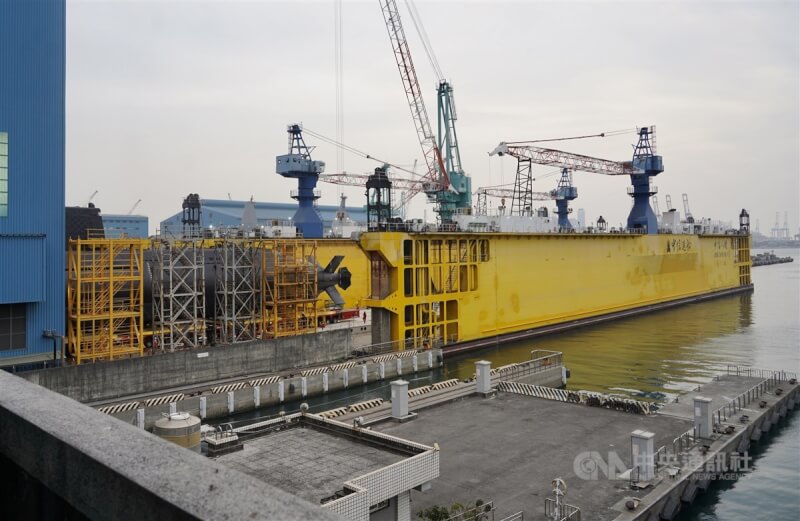 首艘國造潛艦海鯤軍艦今年2月準備進行測試。（中央社檔案照片）