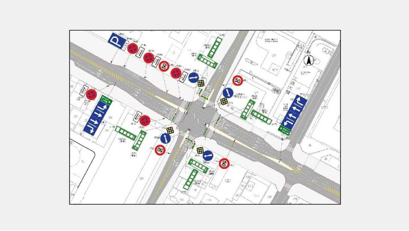 交通部首版「道路交通標誌標線號誌設置參考指引」由運輸研究所設計，3日公布，提供18種一般道路情境組合圖例。（交通部提供）中央社記汪淑芬傳真  114年1月3日