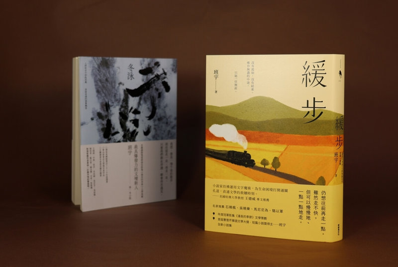 華文作家班宇長期關注底層脈動，小說深入人心，最新小說集「緩步」以9篇故事刻畫現代人在生活困境中的掙扎與希望，近期在台發行。左為班宇2023年在台出版小說集「冬泳」。（新經典文化提供）中央社記者邱祖胤傳真  114年1月4日