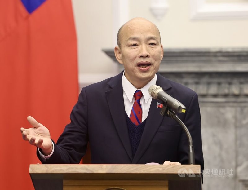 美國總統當選人川普在美東時間20日將就職。立法院長韓國瑜（圖）將率團赴美參加總統就職典禮。韓國瑜16日致詞表示，代表團傳達台灣是民主國家的心聲。中央社記者張皓安攝 114年1月16日