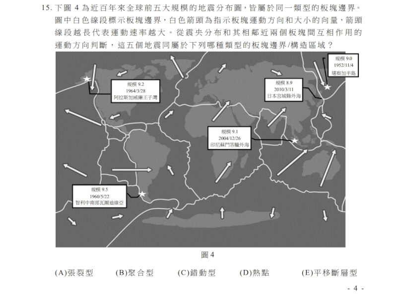 114學年度大學學測自然科試題出現年份誤植情形。（圖取自大考中心網頁ceec.edu.tw）