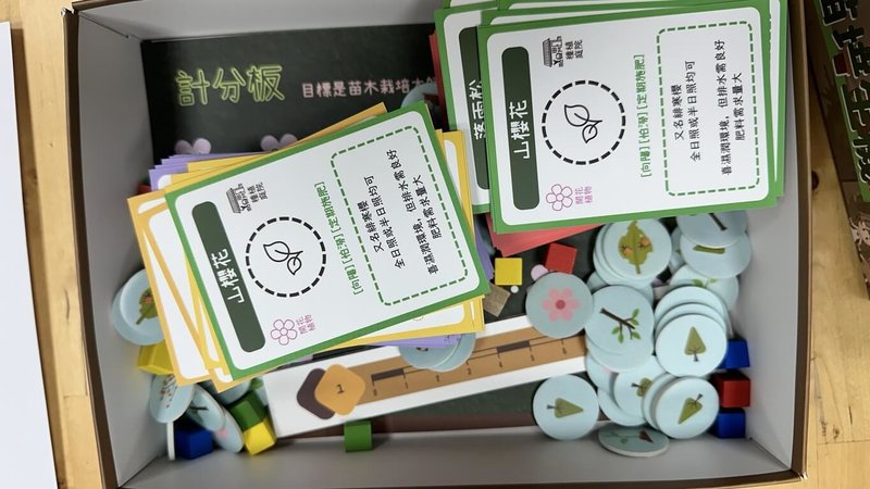 大同大學媒設系學生李佳怡發想設計桌遊「苗培生機」,參與桌遊的玩家扮演苗圃經營者,希望透過遊戲讓玩家了解苗木需要耐心和正確照顧。(大同大學提供)中央社記者許秩維傳真 114年1月27日
