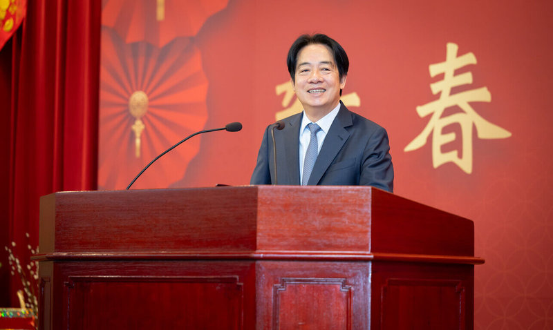 總統賴清德3日出席國軍退除役官兵輔導委員會「114年新春團拜」,期盼與大家團結合作,共同守護國家。(總統府提供)中央社記者葉素萍傳真 114年2月3日