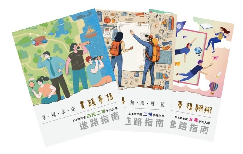 技專校院招生策略委員會製作多元入學進路指南手冊，彙整四技二專、二技、五專的各項招生資訊、重要日程和常見問題，供學生參考。（招策會提供）中央社記者許秩維傳真  114年2月5日
